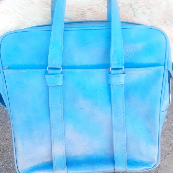 VTG SAMSONITE Blue Travel Tote Bag Carry On Luggage Overnight + zip pocket - Picture 7 of 10